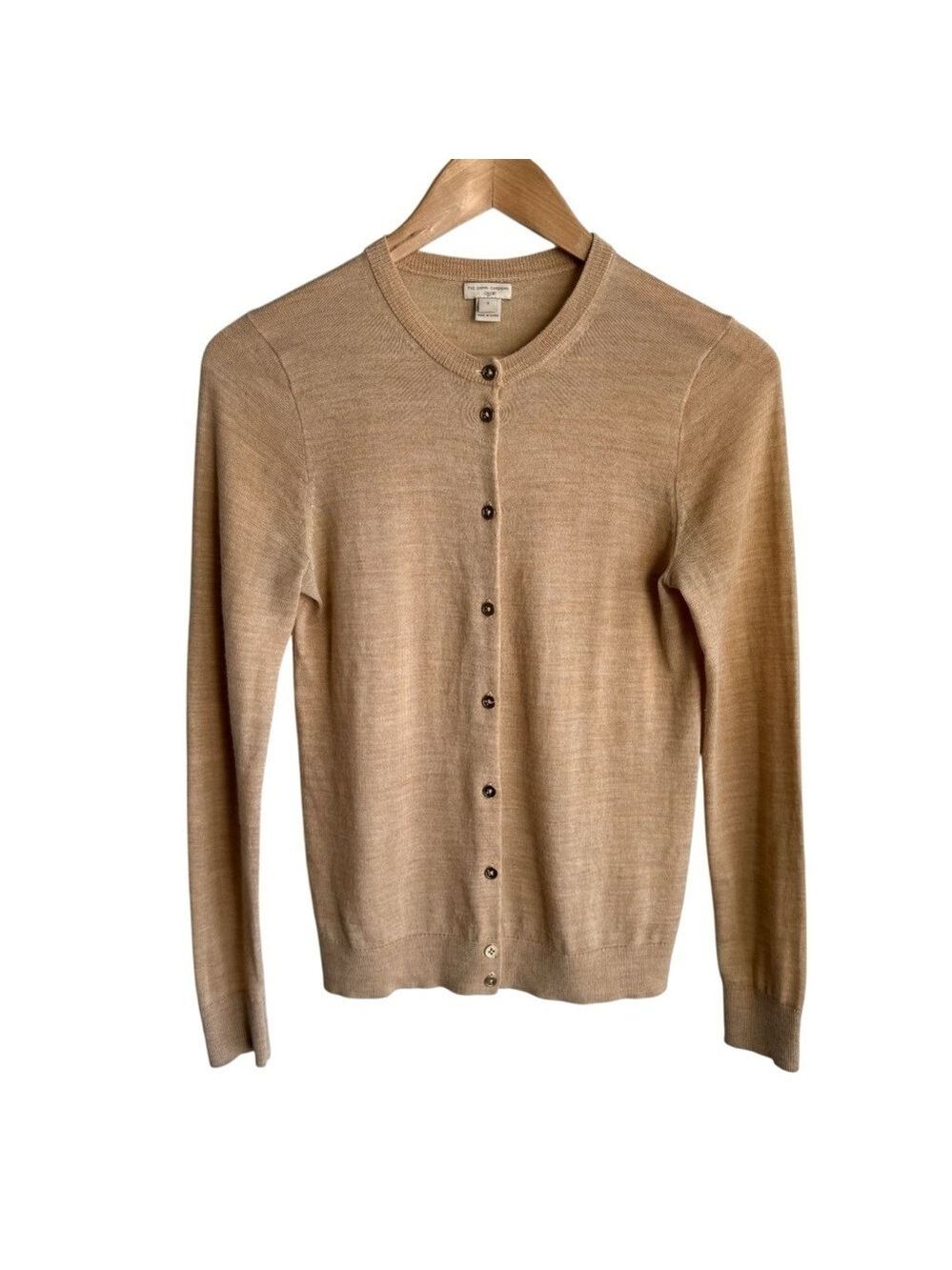 J Crew Merino Wool Blend Cardigan Sz S Beige Button Up Sweater Timeless Caryn